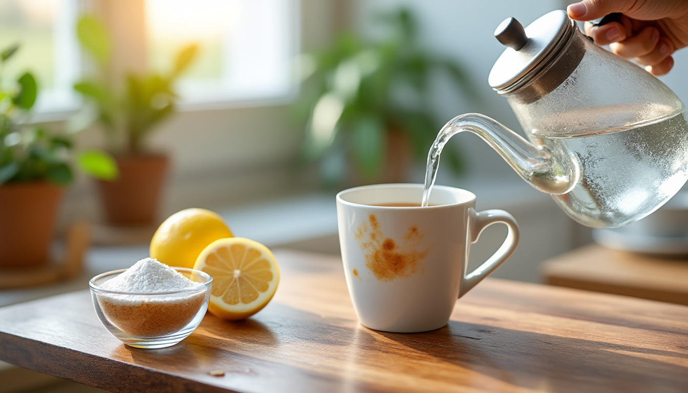 découvrez des méthodes simples et efficaces pour enlever les taches de thé dans une tasse sans avoir à frotter intensément, en utilisant des astuces naturelles et rapides.