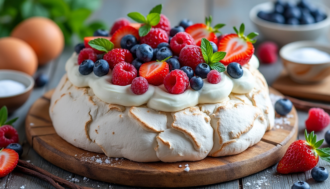 découvrez notre recette de pavlova et toutes les astuces pour réussir ce dessert aérien et croustillant à la perfection. guide facile pour une meringue légère et une crème onctueuse.